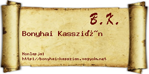 Bonyhai Kasszián névjegykártya